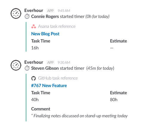 trackingtime and slack