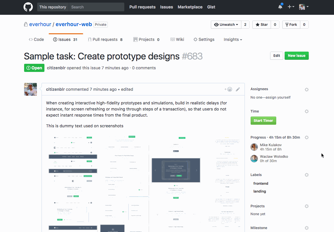 Time tracking and estimates inside GitHub
