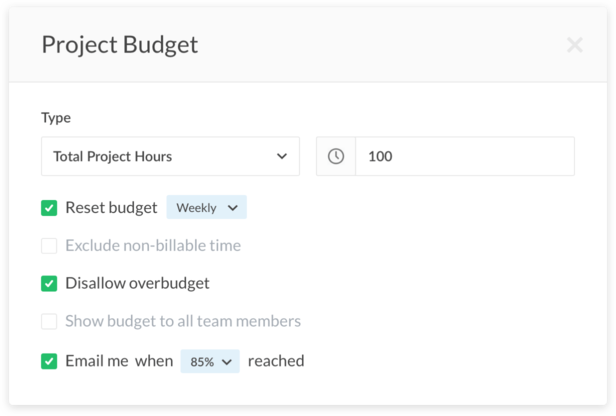 Everhour budgeting