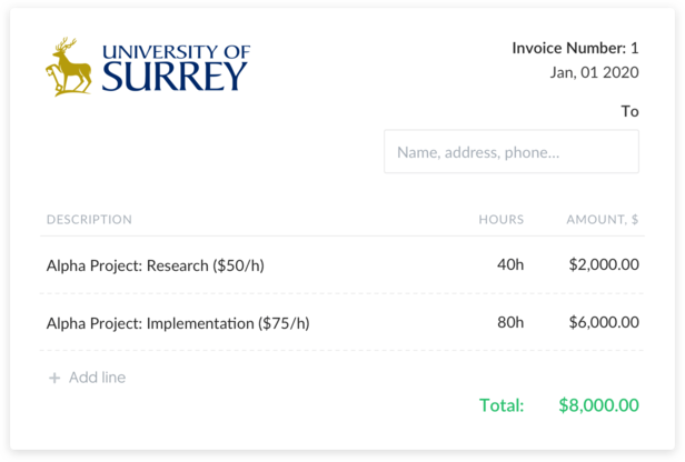 Everhour create invoice