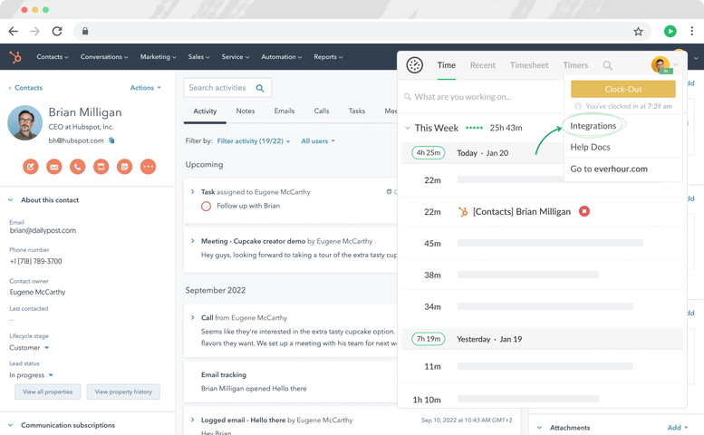 everhour hubspot time tracking authorize
