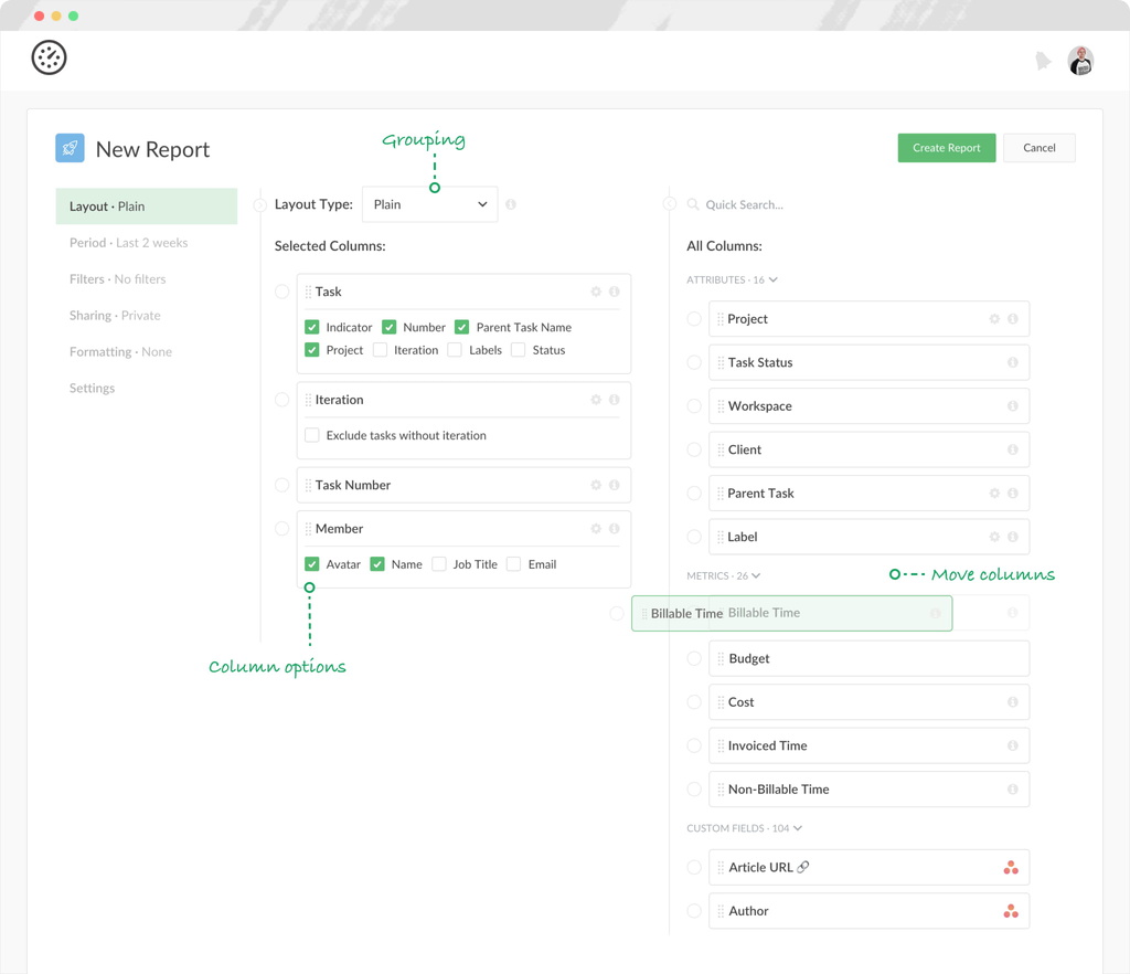 everhour attendance tracker report builder