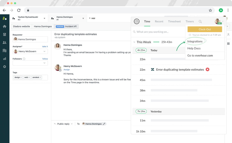 everhour zendesk time tracking authorize