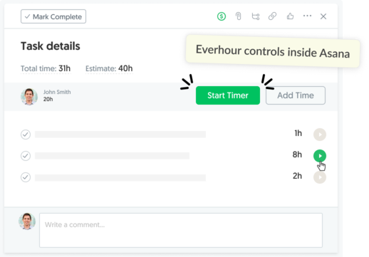 Asana Everhour native controls