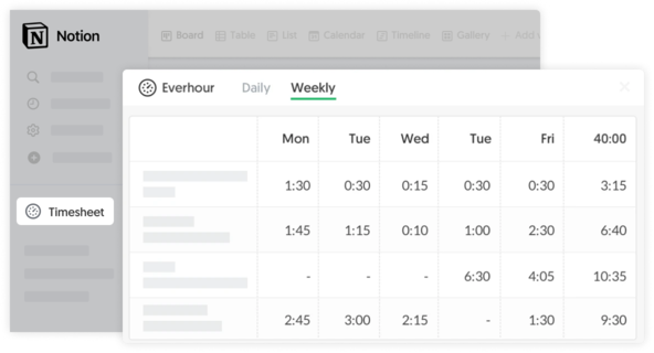 Timesheet in Notion