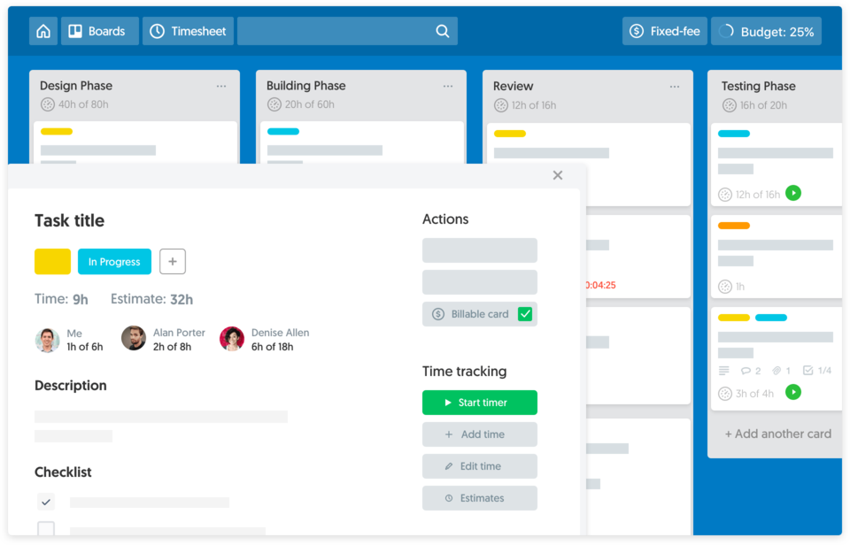 Time tracking and estimates inside Trello