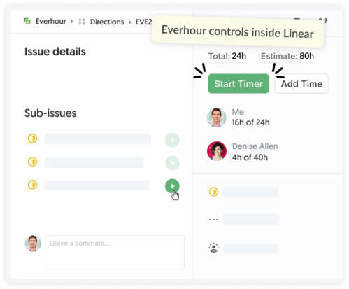 Linear Everhour native controls
