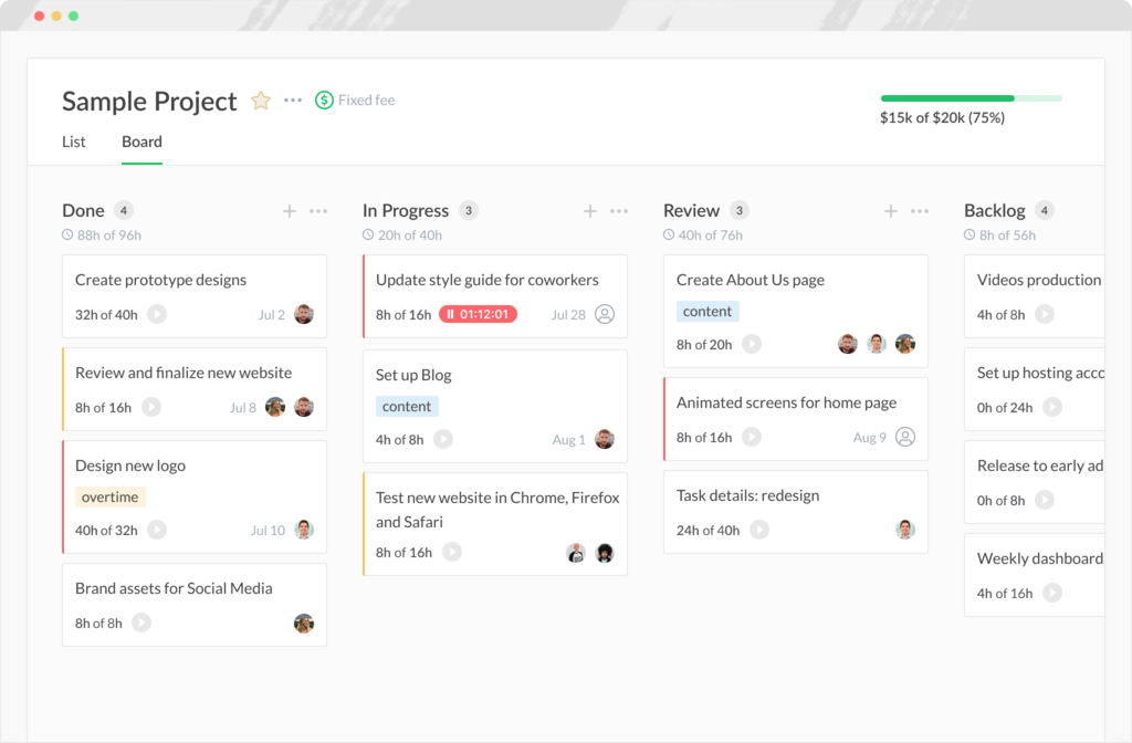 Tournée d’Everhour vue du tableau des projets