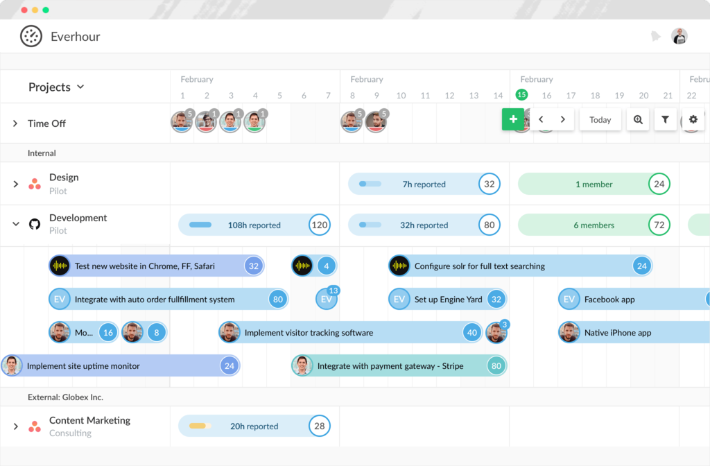 Resource planning in Everhour by project