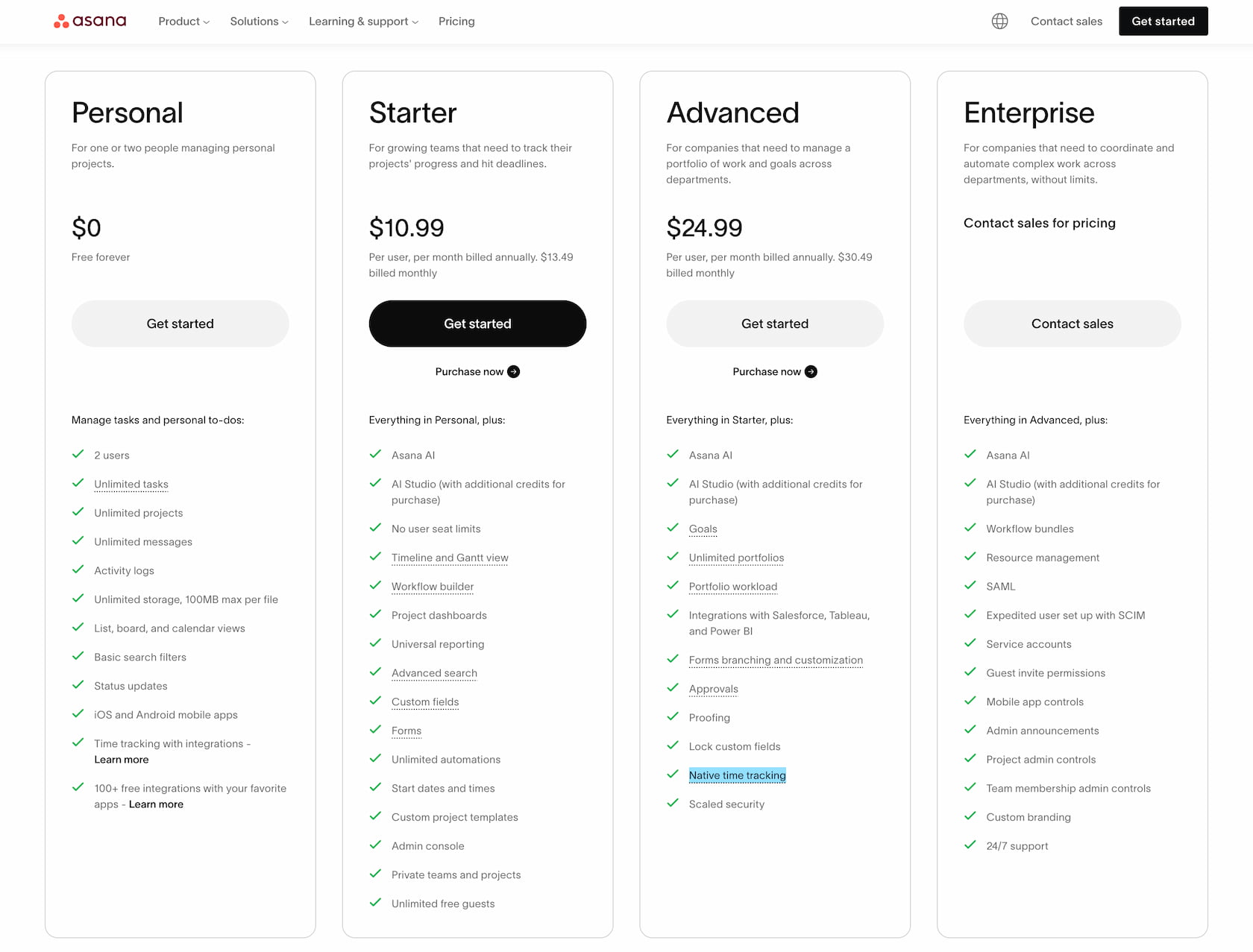 asana pricing