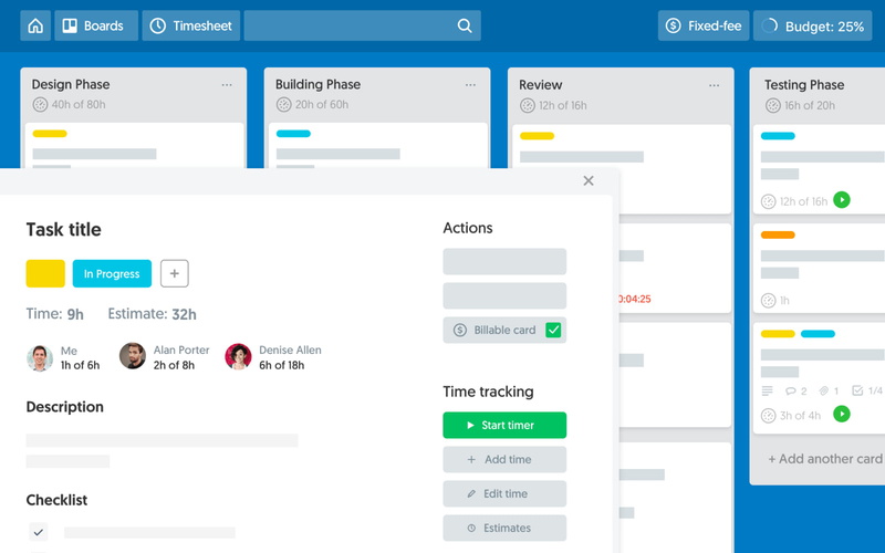 time tracking in Trello