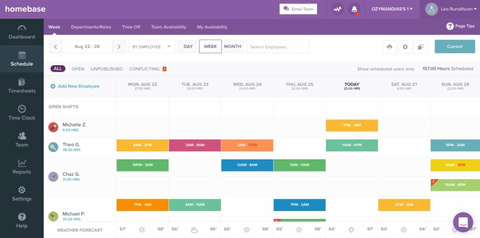 Homebase scheduling app