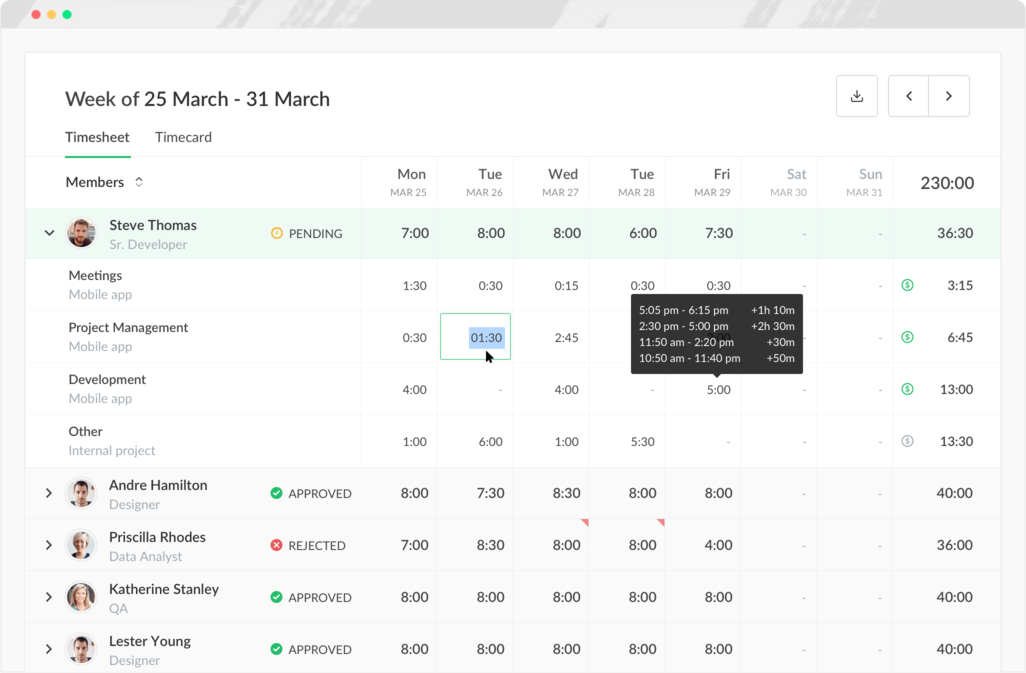 Employee timesheet software