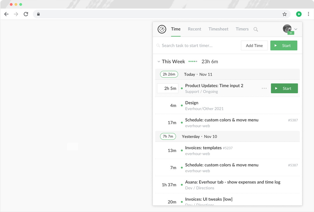 everhour basecamp time tracking extension