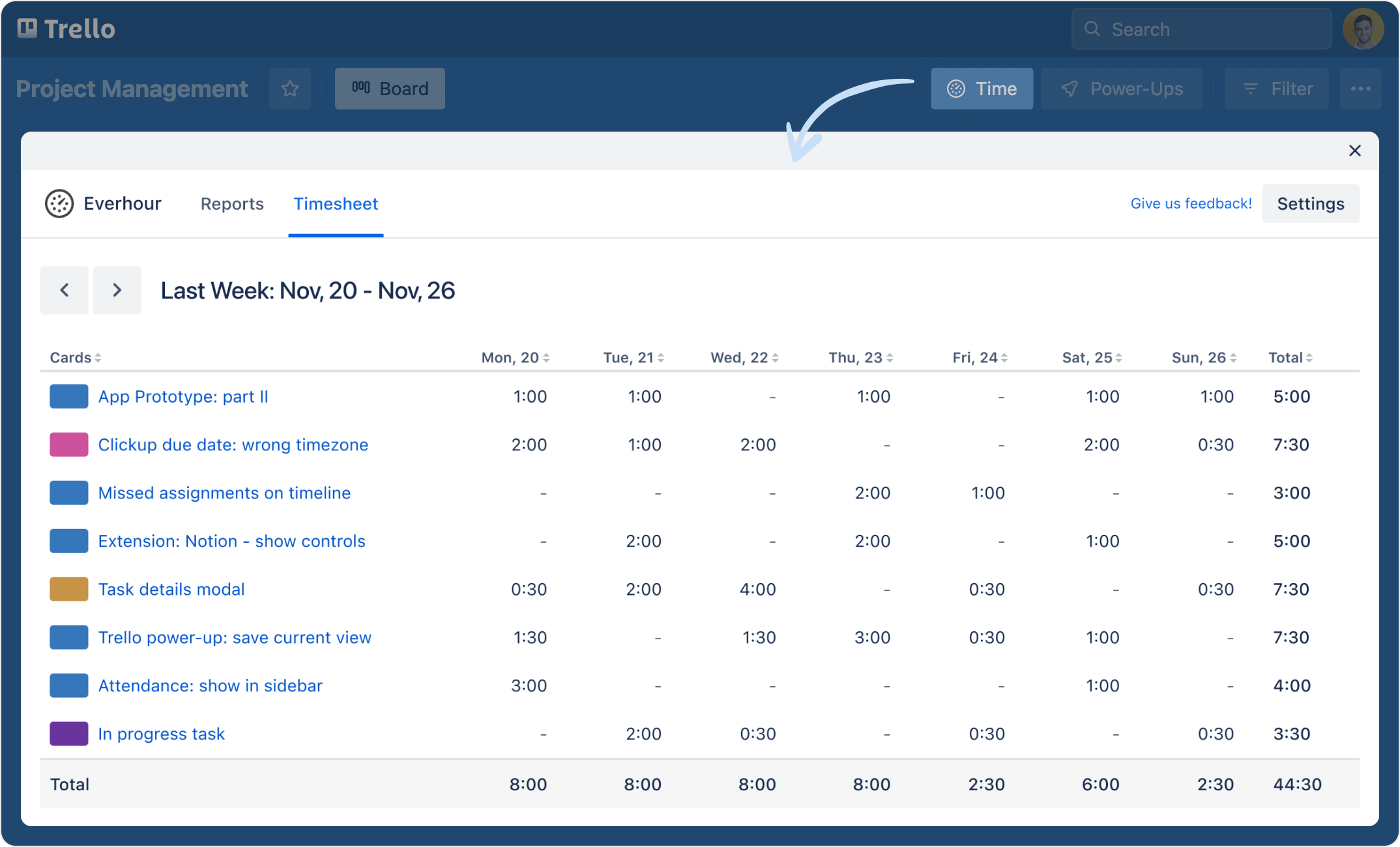 Time Tracking PowerUp by Everhour PowerUp Trello