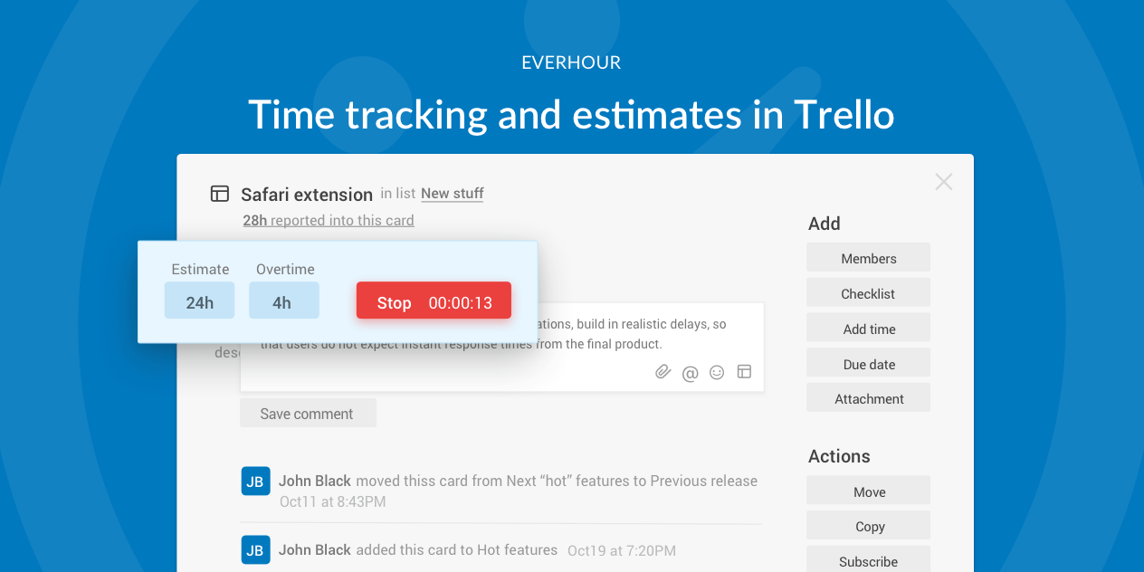 how everhour makes time tracking for trello simple: upbuild