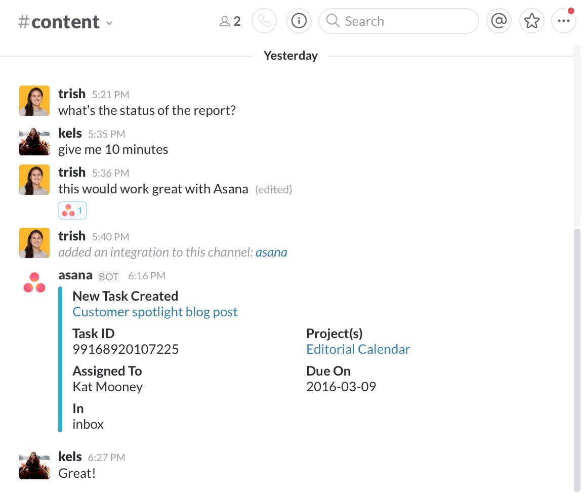 Asana For Slack