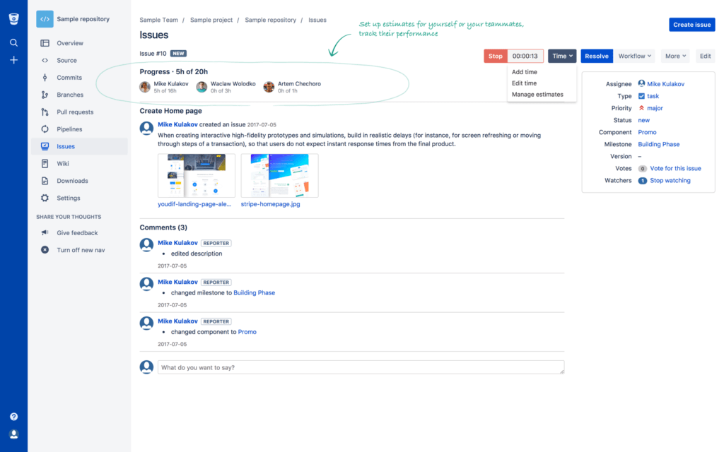 bitbucket time tracking integration