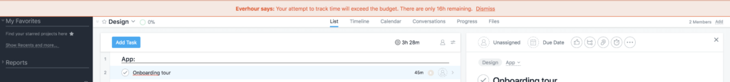 set a time tracking limit in everhour per user, project or client