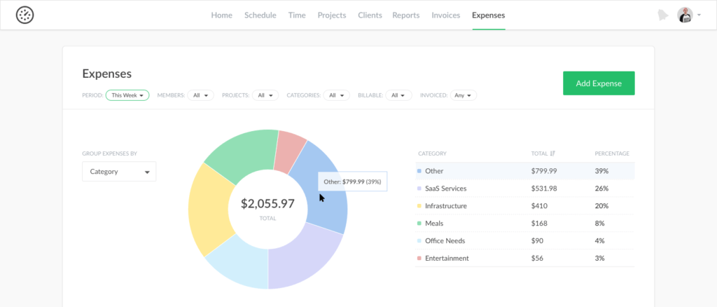 expenses tracking in everhour