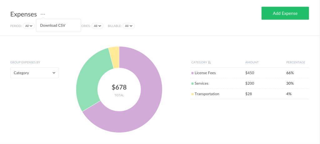 download expenses in csv