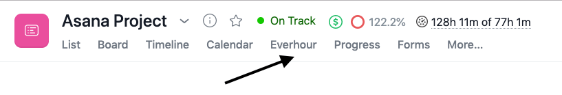 everhour tab in asana projects