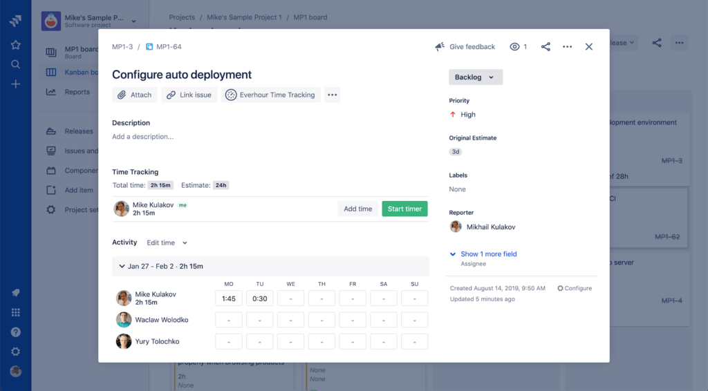 jira budget tracking