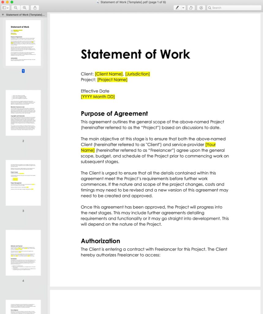 Statement Of Work Template Example And Definition