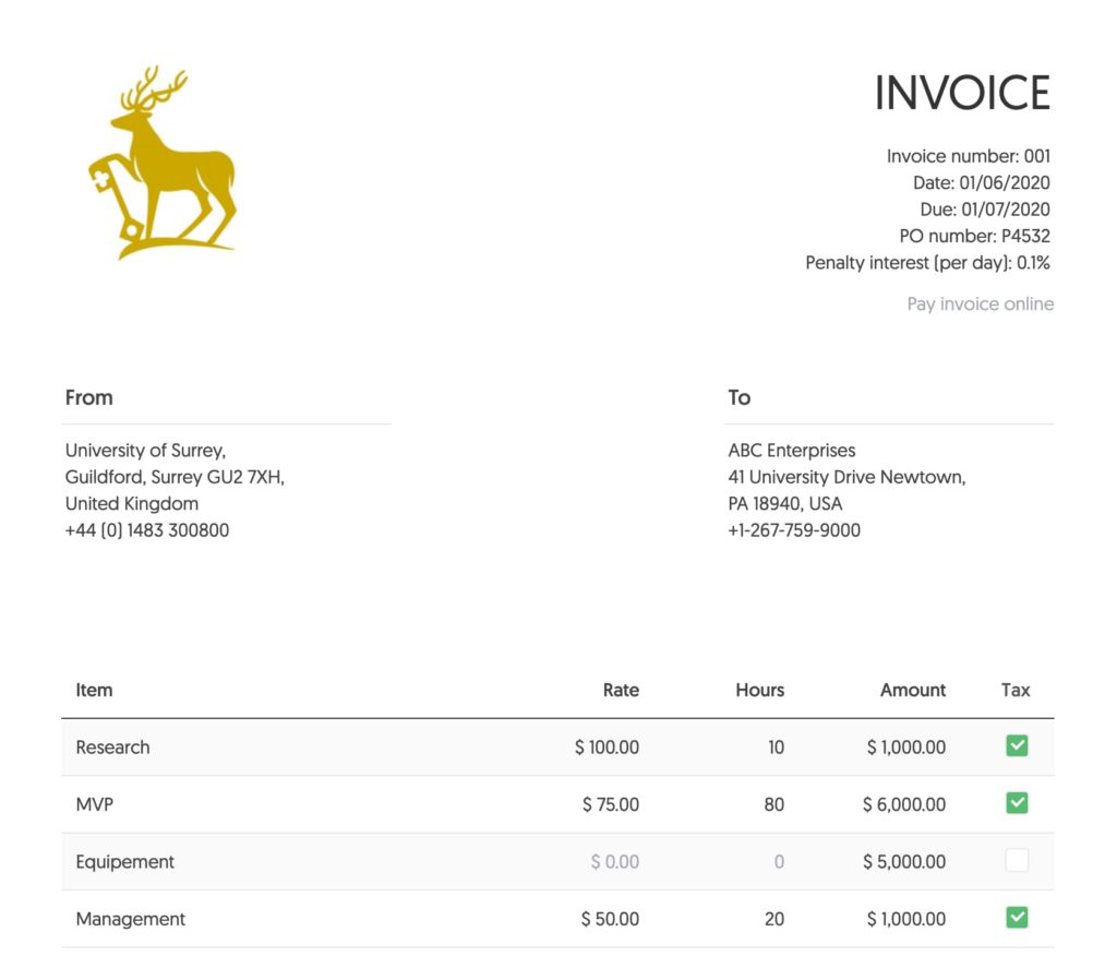 google invoices vat