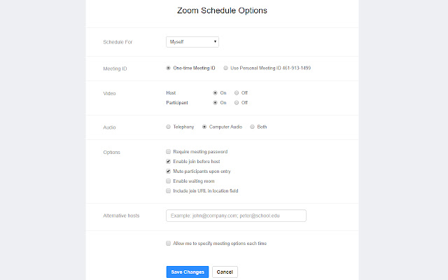 zoom scheduler chrome