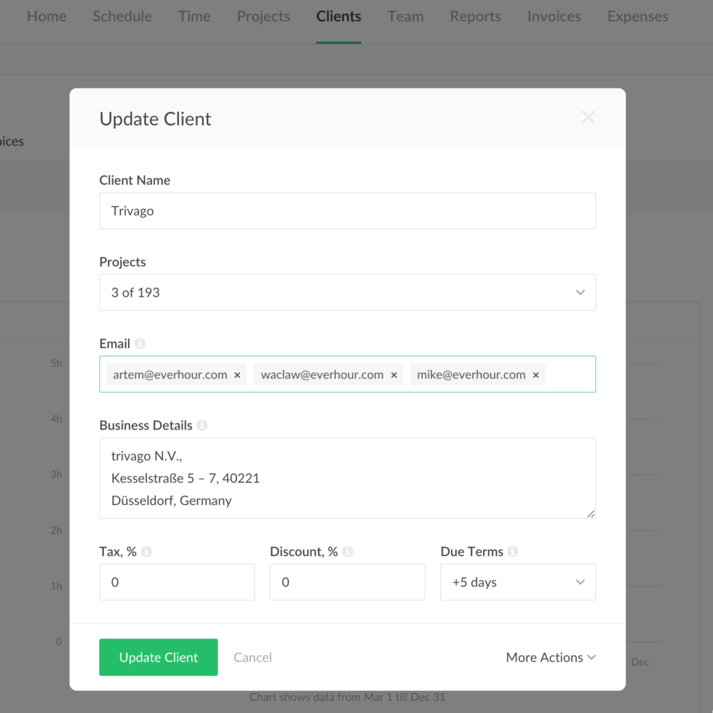 send invoices directly from everhour