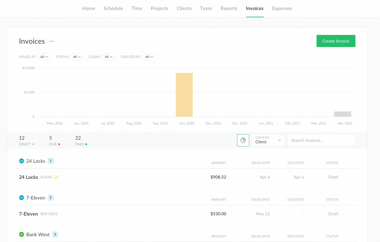 invoices for fixed-fee projects