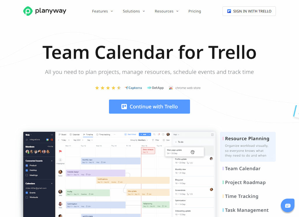 Planyway Calendar for Trello