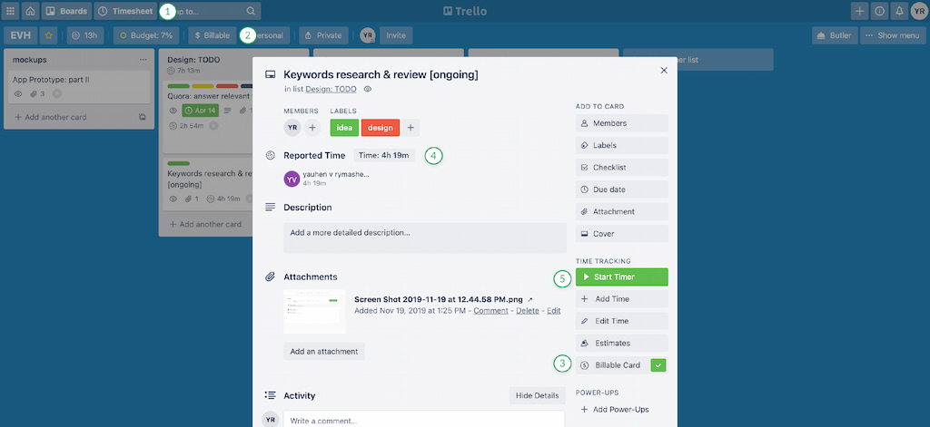 how to best track time in trello