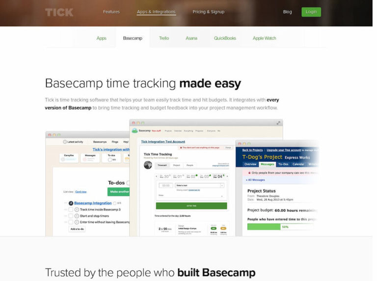 tick time tracking basecamp