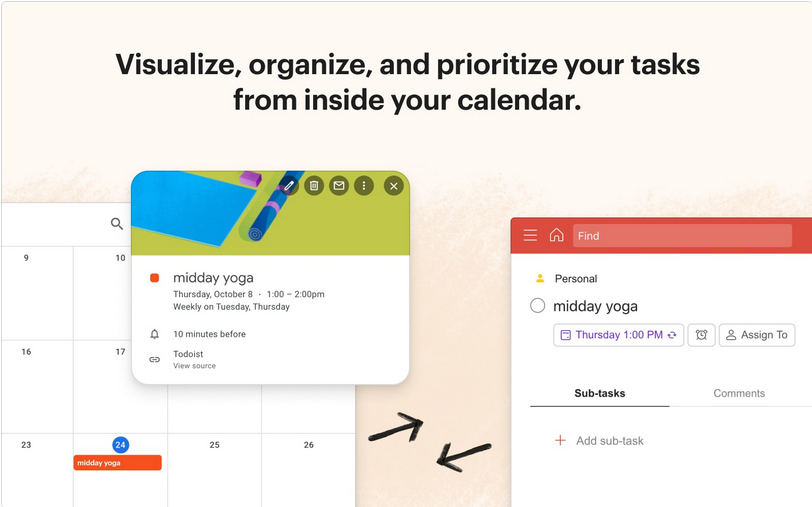 todoist premium put tasks on calendar