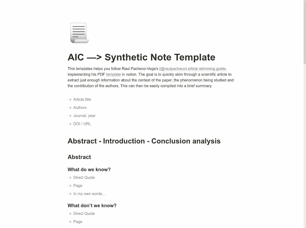 Note-taking  Notion Template