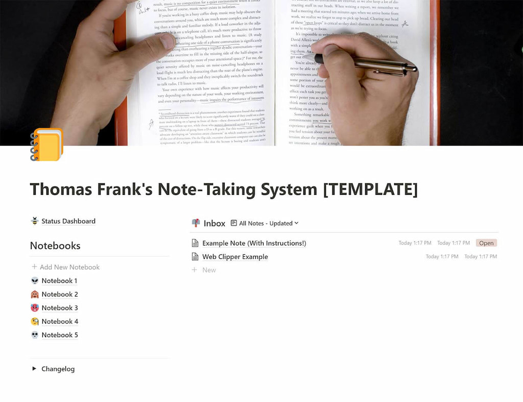 Note-taking  Notion Template