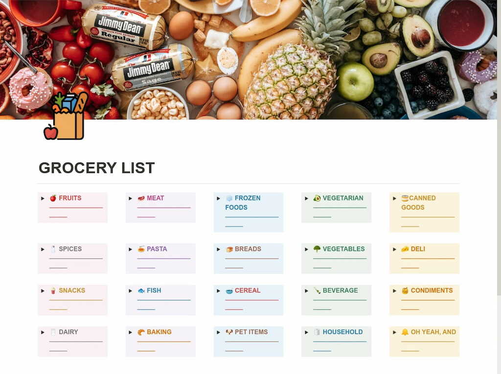 notion grocery list template