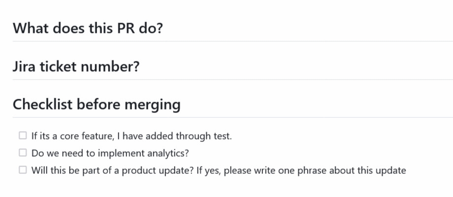 github pr template: setting the tone in your project