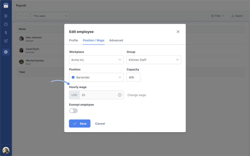 introducing the payroll page