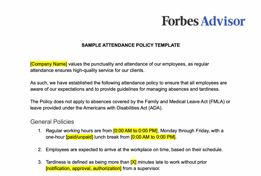 attendance policy: improve employee morale and general output