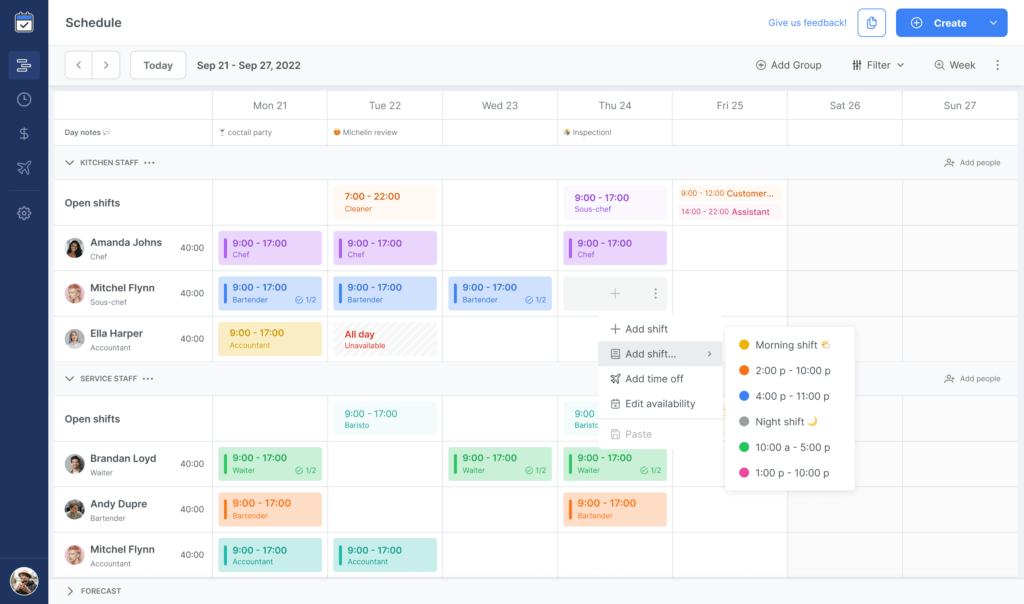 shift templates for faster and easier scheduling