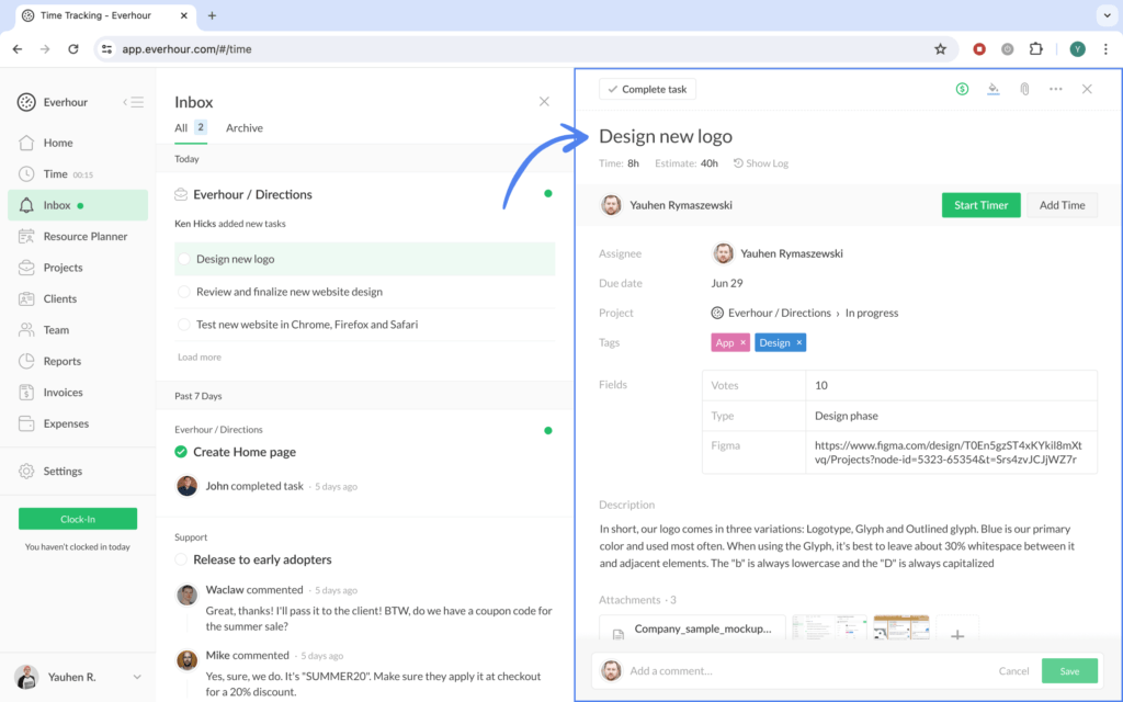 introducing the new inbox feature in everhour