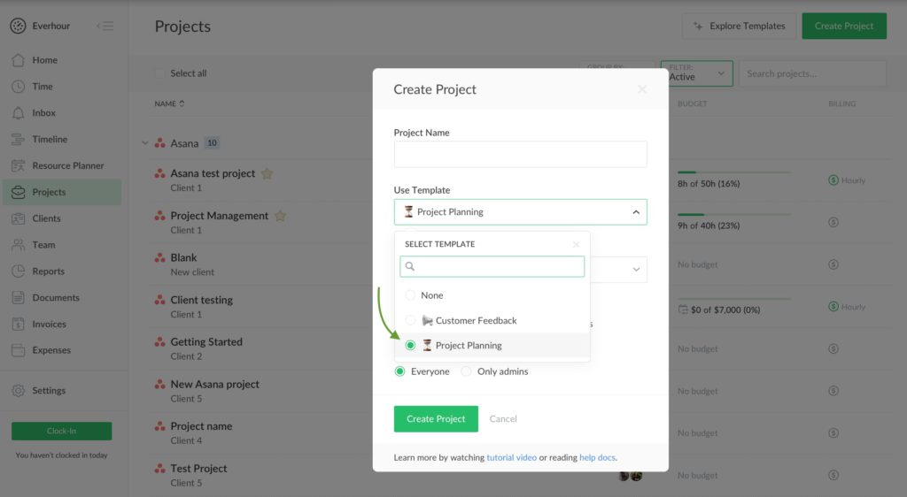 new features: project templates and public holidays